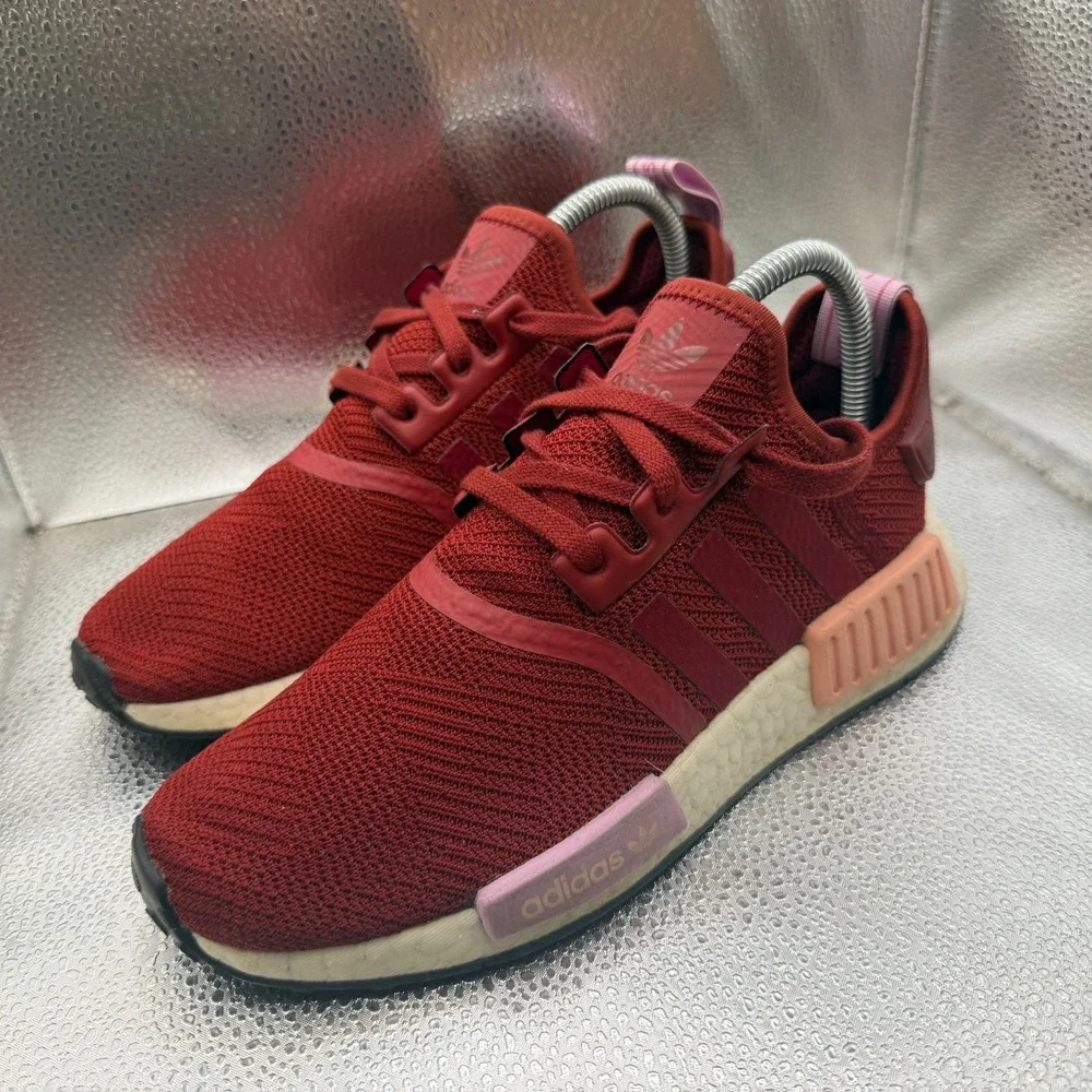 Size 7 Adidas NMD‎ R1 Womens Burgundy Red Comfort Running Sneakers B37646